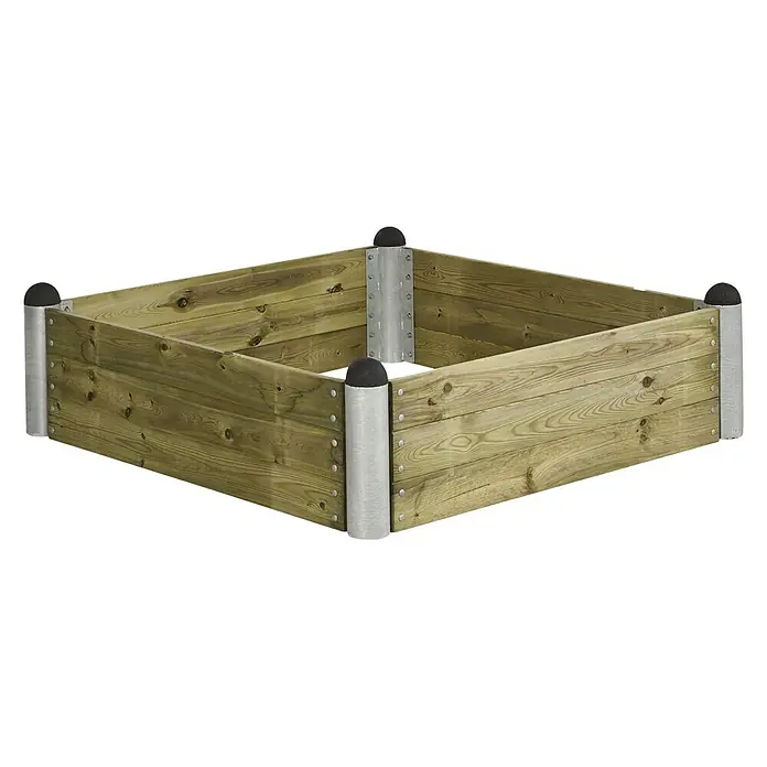 Plus Hochbeet Pipe - 140 x 140 x 36 cm, Natur, Holz - Linke Seitenansicht