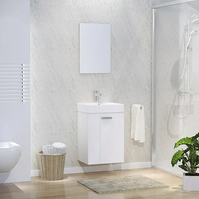 Conjunto de mueble de baño Mini - 45 cm, 3 piezas, Blanco, Mate - Foto ambiente
