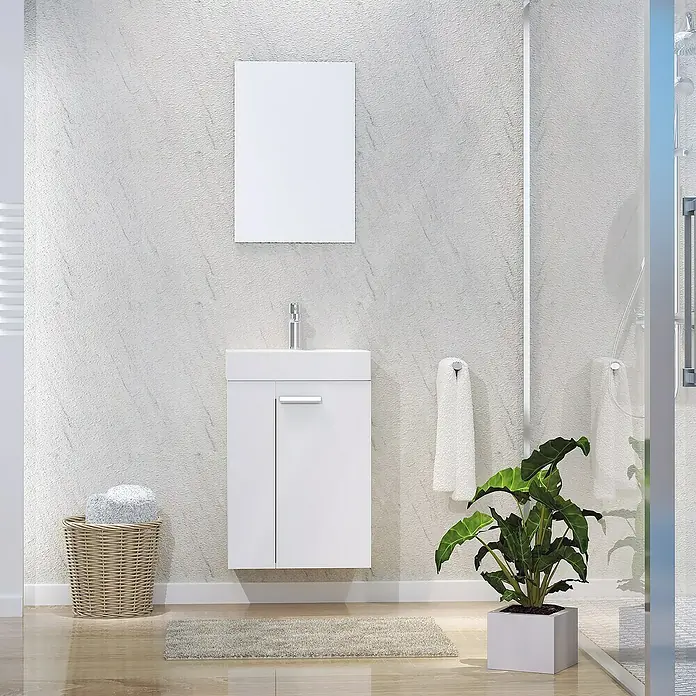 Conjunto de mueble de baño Mini - 45 cm, 3 piezas, Blanco, Mate - Foto ambiente