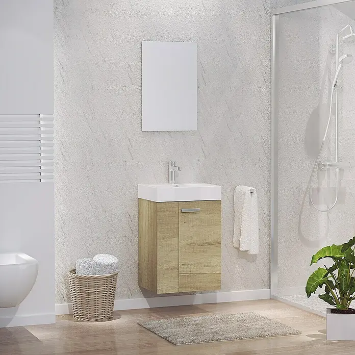Conjunto de mueble de baño Mini - 45 cm, 3 piezas, Nature, Mate - Foto ambiente
