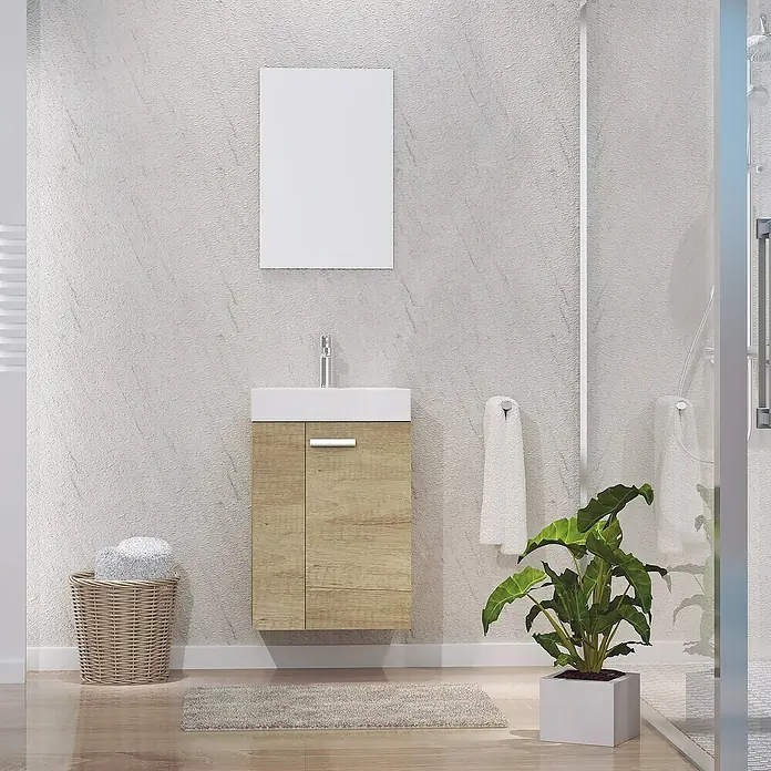 Conjunto de mueble de baño Mini - 45 cm, 3 piezas, Nature, Mate - Foto ambiente