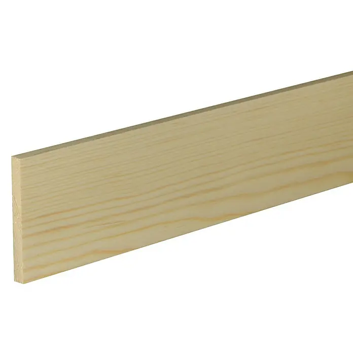 Vlakke plint - 2,4 m x 1 cm x 8 cm, Vuren/grenen - Close-up