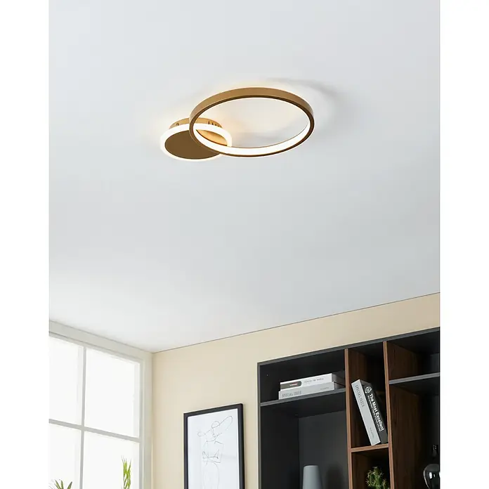 Eglo LED-Deckenleuchte GAFARES - 15 W, L x B x H: 40,5 x 29 x 5,5 cm, Gold/Weiß - Stimmungsaufnahme
