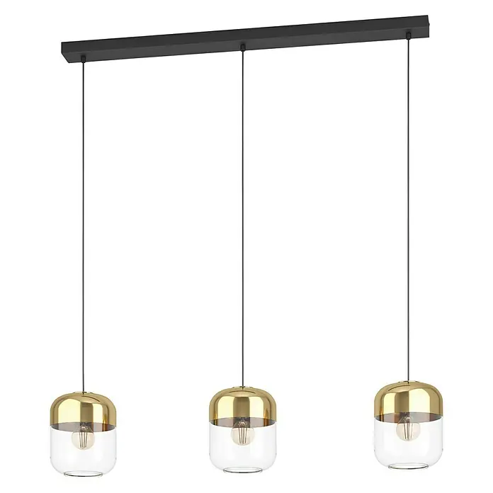 Eglo Maryvilla Pendelleuchte - 120 W, L x B x H: 87 x 17 x 11 cm, Schwarz/Brüniert, E27, 3 Stk. - Vorderansicht