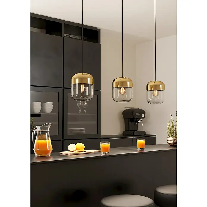 Eglo Maryvilla Pendelleuchte - 120 W, L x B x H: 87 x 17 x 11 cm, Schwarz/Brüniert, E27, 3 Stk. - Stimmungsaufnahme