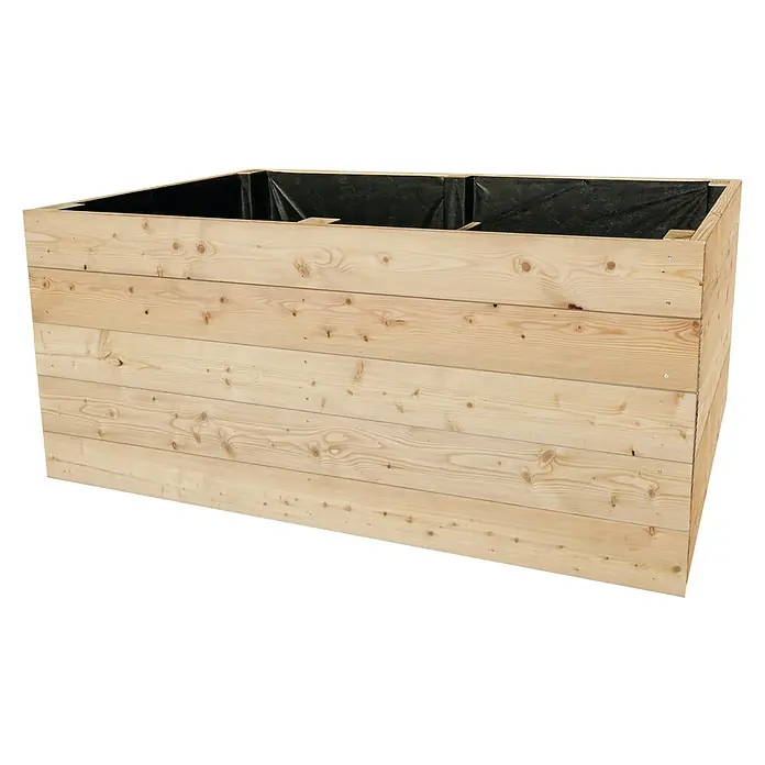Hochbeet Lärche - L x B x H: 200 x 100 x 72,5 cm, Natur, Wandstärke: 32 mm - Diagonale Ansicht