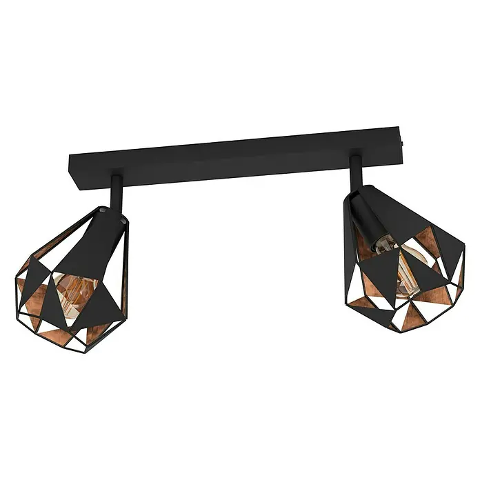 Eglo Carlton 7 Deckenstrahler - 80 W, L x B x H: 42 x 16 x 25,5 cm, Schwarz/Kupfer-antik, E27, 2 Stk. - Vorderansicht