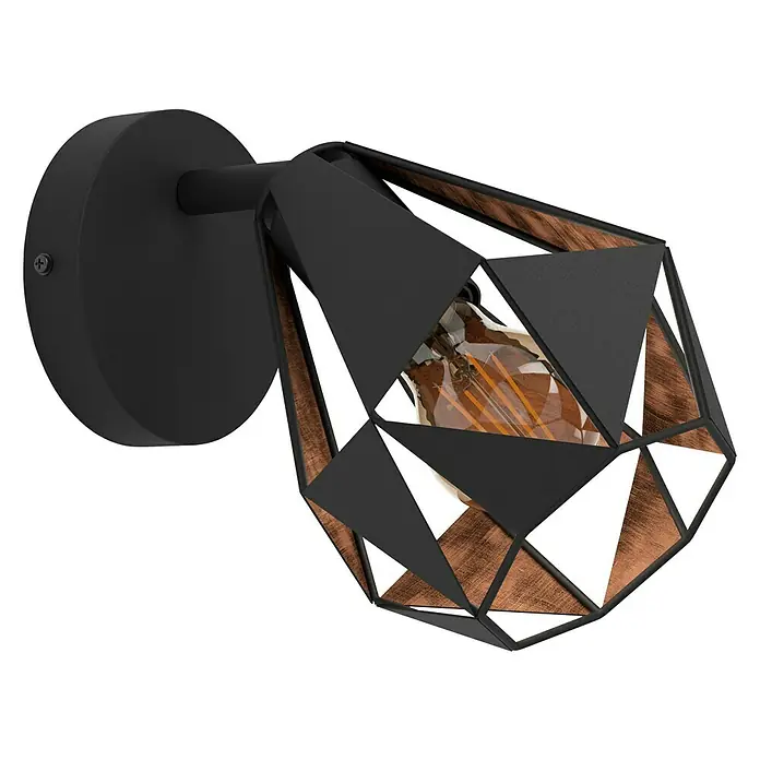 Eglo Carlton 7 Deckenstrahler - 40 W, Schwarz/Kupfer-antik, E27, 1 Stk. - Diagonale Ansicht