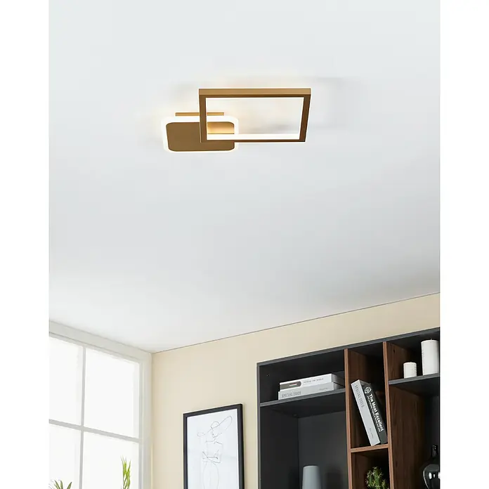 Eglo LED-Deckenleuchte GAFARES - 15 W, L x B x H: 33 x 33 x 5 cm, Gold/Weiß - Stimmungsaufnahme