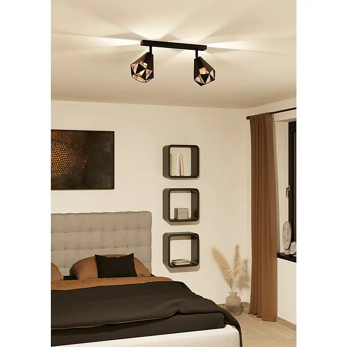 Eglo Carlton 7 Deckenstrahler - 80 W, L x B x H: 42 x 16 x 25,5 cm, Schwarz/Kupfer-antik, E27, 2 Stk. - Stimmungsaufnahme