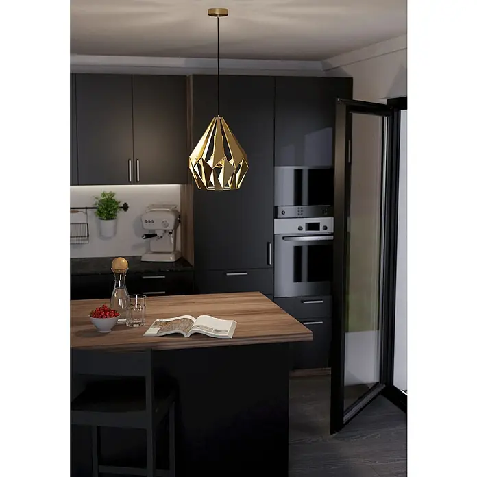 Eglo Pendelleuchte CARLTON - 60 W, Gold, E27 - Stimmungsaufnahme