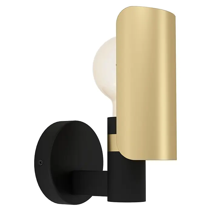 Eglo Wandleuchte HAYES - 40 W, Schwarz/Gold, E27 - Diagonale Ansicht