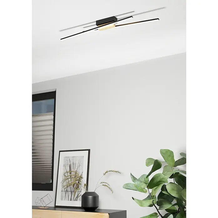 Eglo Panagria LED-Wand- & Deckenleuchte - 12,6 W, Schwarz/Braun, Warmweiß - Stimmungsaufnahme