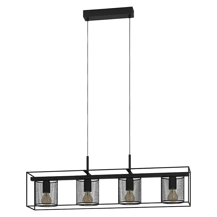 Eglo Catterick Pendelleuchte - 160 W, L x B x H: 91 x 16,5 x 11 cm, Schwarz, E27 - Vorderansicht