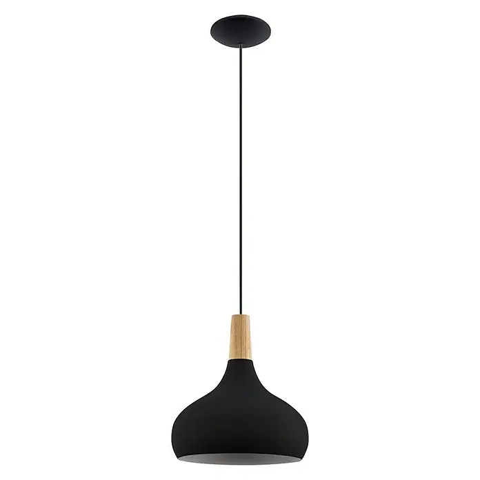 Eglo Pendelleuchte SABINAR - 40 W, Schwarz/Braun, E27 - Vorderansicht