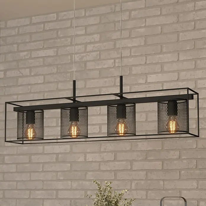 Eglo Catterick Pendelleuchte - 160 W, L x B x H: 91 x 16,5 x 11 cm, Schwarz, E27 - Bildausschnitt