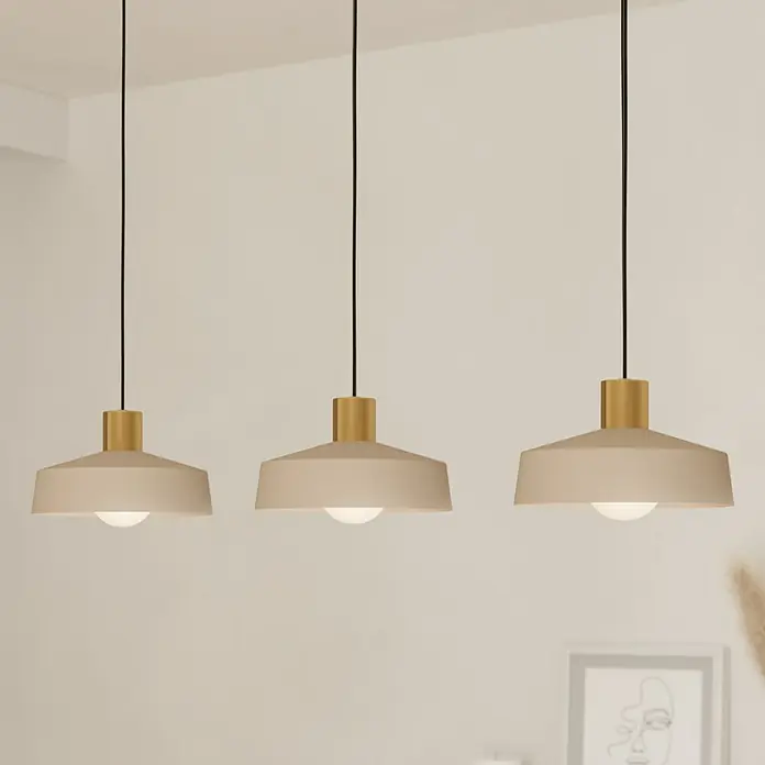 Eglo Pendelleuchte VALDIOLA - 120 W, L x B x H: 93 x 23 x 11 cm, Sand, E27, 3 Stk. - Bildausschnitt