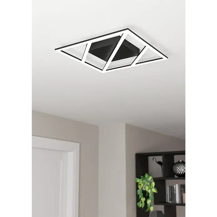 Eglo LED-Deckenleuchte ULISANO - 21 W, L x B x H: 42 x 42 x 5,5 cm, Schwarz - Stimmungsaufnahme