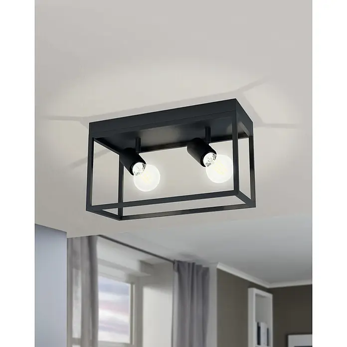 Eglo Deckenstrahler Silentina - 80 W, L x B x H: 36 x 18 x 20,5 cm, Schwarz, E27, 2 Stk. - Stimmungsaufnahme