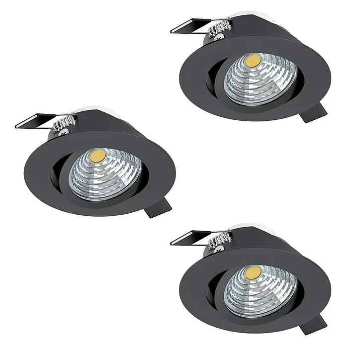 Eglo LED-Einbauspot SALICETO - Warmweiß, Durchmesser: 8,8 cm, 1 Stk., Schwarz - Diagonale Ansicht