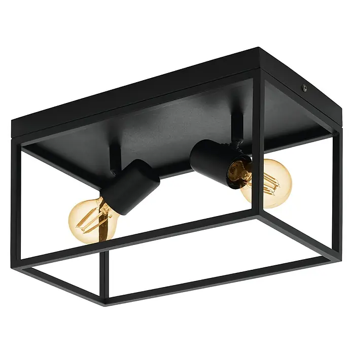 Eglo Deckenstrahler Silentina - 80 W, L x B x H: 36 x 18 x 20,5 cm, Schwarz, E27, 2 Stk. - Diagonale Ansicht