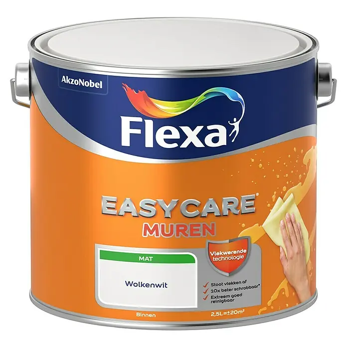 Flexa Easycare Muurverf - Wolkenwit, 2,5 l, Mat - Vooraanzicht