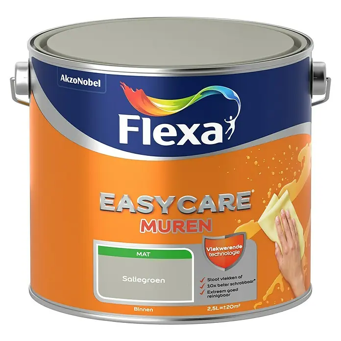 Flexa Easycare Muurverf - Saliegroen, 2,5 l, Mat - Vooraanzicht