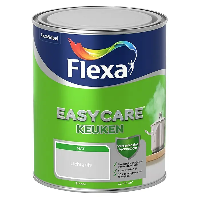 Flexa Easycare Muurverf Keuken - Lichtgrijs, 1 l, Mat - Vooraanzicht