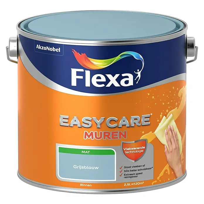 Flexa Easycare Muurverf - Grijsblauw, 2,5 l, Mat - Vooraanzicht
