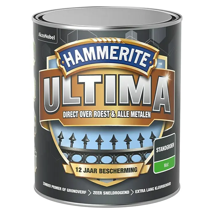 Hammerite Ultima Metaallak - Standgroen, 750 ml, Mat - Vooraanzicht