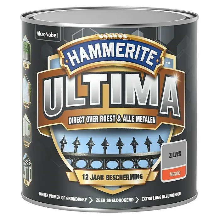 Hammerite Ultima Metaallak Metallic - Zilver, 250 ml - Vooraanzicht