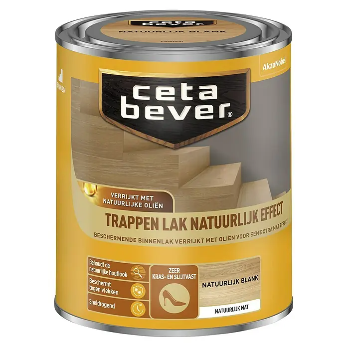 Cetabever Trappenlak Natuurlijk Effect - Natuurlijk Blank, 750 ml, Mat - Vooraanzicht