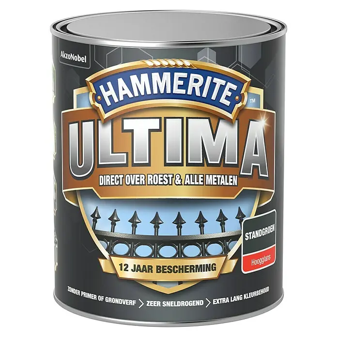 Hammerite Ultima Metaallak - Standgroen, 750 ml, Hoogglans - Vooraanzicht