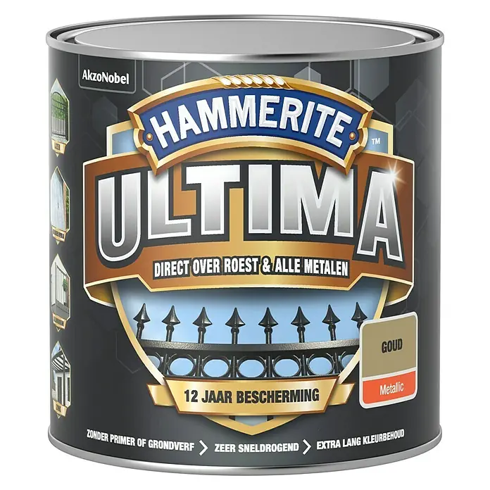 Hammerite Ultima Metaallak Metallic - Goud, 250 ml - Vooraanzicht