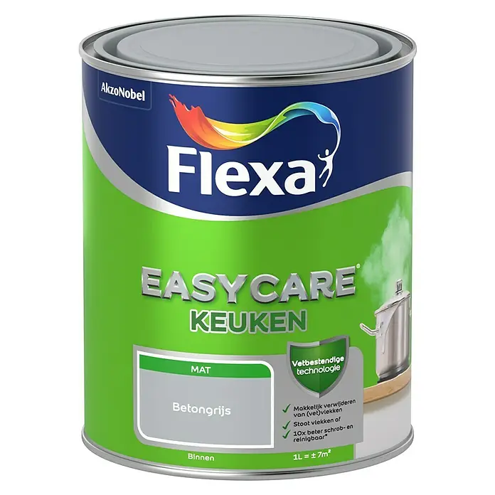 Flexa Easycare Muurverf Keuken - Betongrijs, 1 l, Mat - Vooraanzicht