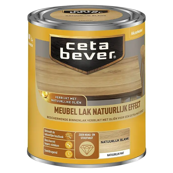 Cetabever Blanke meubellak Natuurlijk Effect - Natuurlijk Blank, 750 ml, Mat - Vooraanzicht