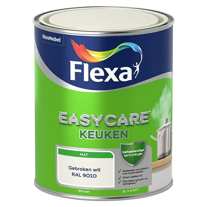 Flexa Easycare Muurverf Keuken - Gebroken wit, 1 l, Mat - Vooraanzicht