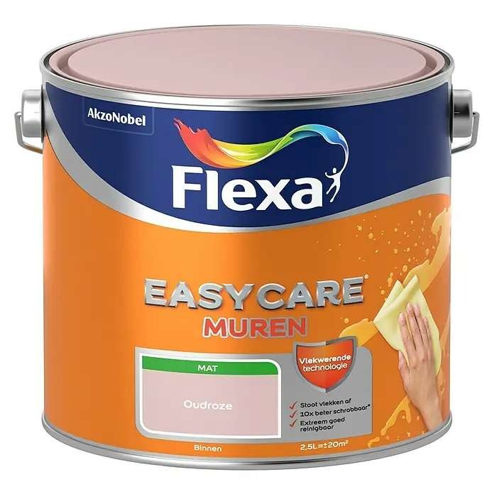Flexa Easycare Muurverf - Oudroze, 2,5 l, Mat - Vooraanzicht