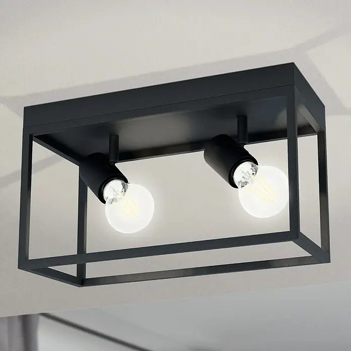 Eglo Deckenstrahler Silentina - 80 W, L x B x H: 36 x 18 x 20,5 cm, Schwarz, E27, 2 Stk. - Bildausschnitt
