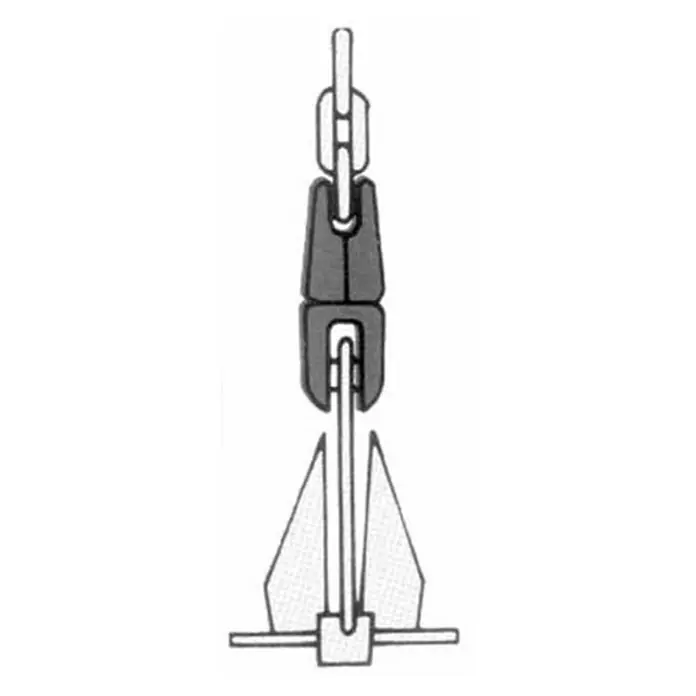 Grillete de ancla doble cardan - Altura: 120 mm, Para diámetro de cable: 6 mm - 8 mm, Acero inoxidable - Dibujo técnico