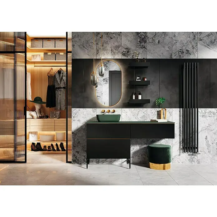 Waschtischunterschrank Look - L x B x H: 80 x 44,9 x 63,5 cm, Schwarz, Matt - Stimmungsaufnahme