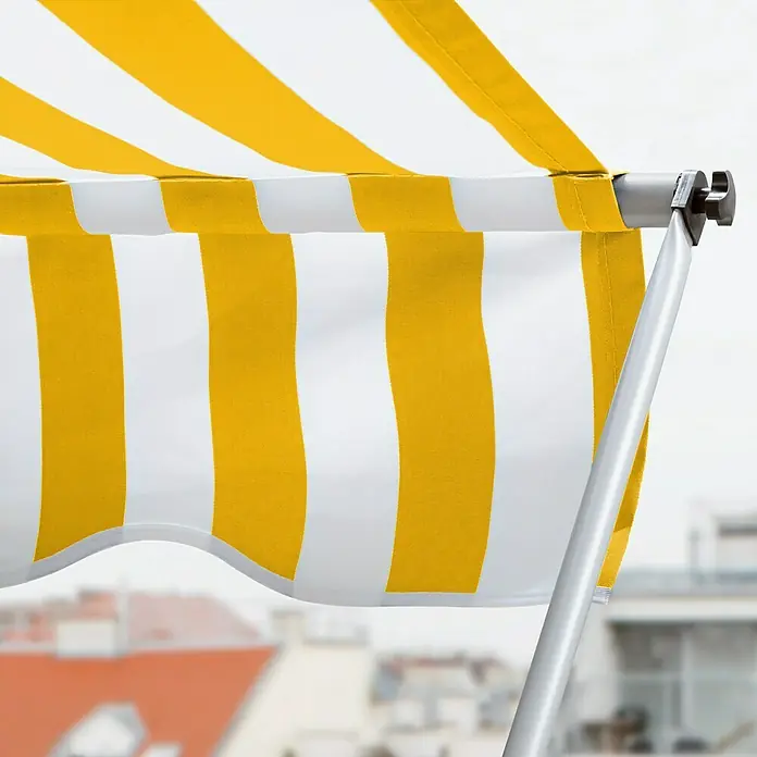 Sunfun Klemmmarkise - Gelb/Weiß, Breite: 3 m, Ausfall: 1,3 m - Detailaufnahme