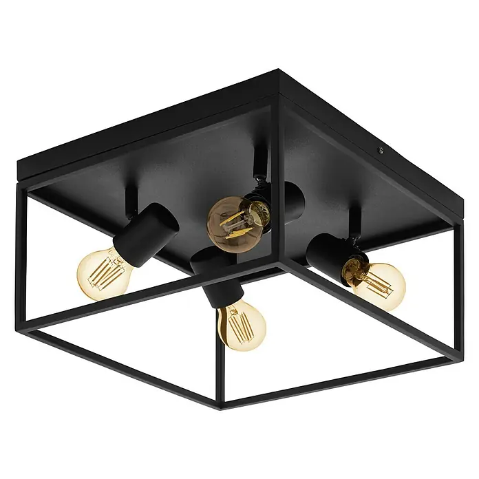 Eglo Deckenstrahler SILENTINA - 160 W, L x B x H: 36 x 36 x 20,5 cm, Schwarz, E27, 4 Stk. - Ansicht von unten