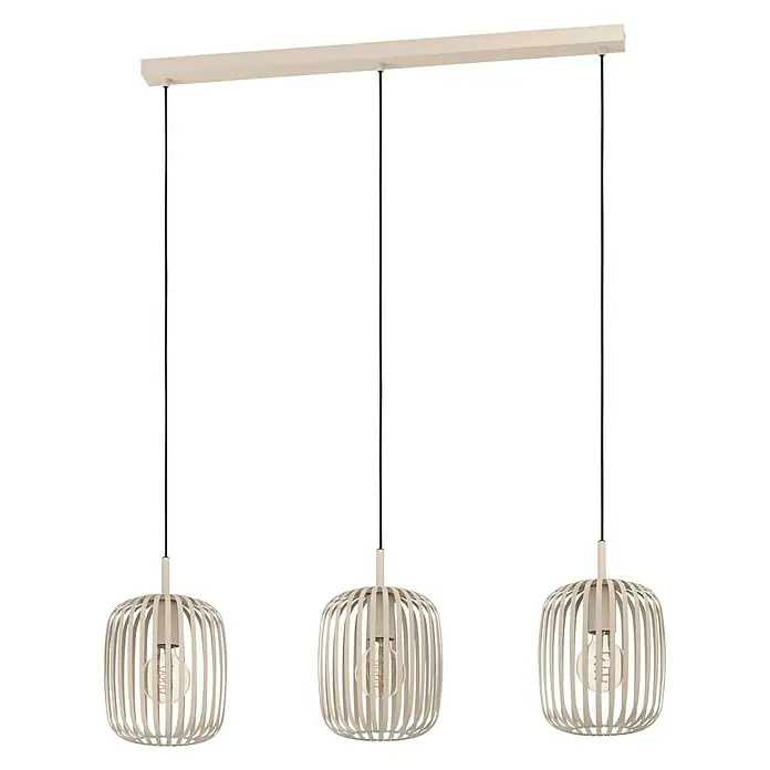 Eglo Romazzina Pendelleuchte - 120 W, L x B x H: 90 x 20 x 11 cm, Sand, E27, 3 Stk. - Diagonale Ansicht