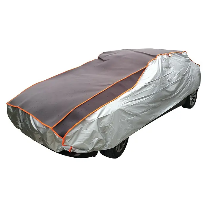 Hagelschutzplane - L x B x H: 460 x 200 x 150 cm, Geeignet für: SUVs, Grau/Orange - Diagonale Ansicht