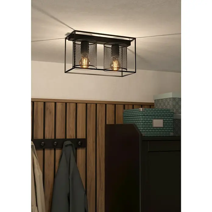 Eglo Catterick Deckenleuchte - 80 W, L x B x H: 35 x 16,5 x 19 cm, Schwarz, E27 - Stimmungsaufnahme