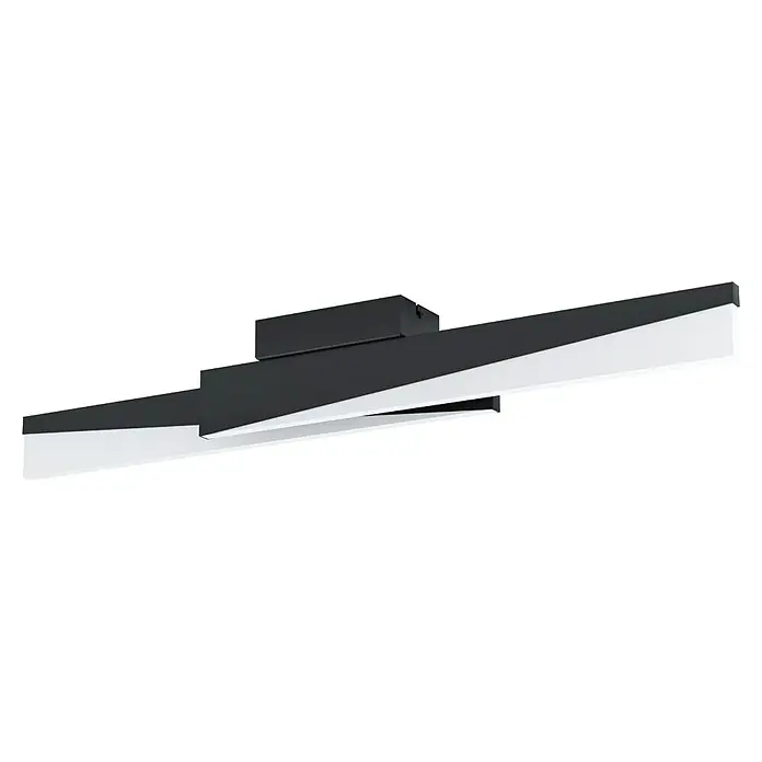 Eglo Isidro LED-Deckenleuchte - 22 W, L x B x H: 86 x 8 x 11 cm, Schwarz, Warmweiß - Diagonale Ansicht
