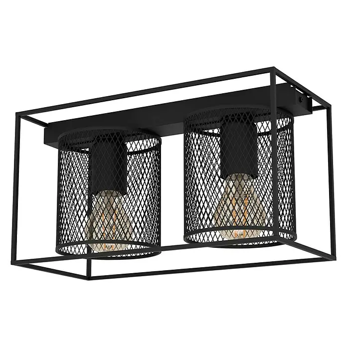Eglo Catterick Deckenleuchte - 80 W, L x B x H: 35 x 16,5 x 19 cm, Schwarz, E27 - Diagonale Ansicht