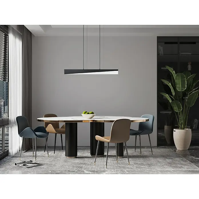 Eglo Isidro LED-Pendelleuchte - 27 W, L x B x H: 79,5 x 6 x 11 cm, Schwarz, Warmweiß - Stimmungsaufnahme