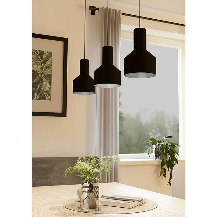 Eglo Casibare Pendelleuchte - 120 W, L x B x H: 85 x 15 x 11 cm, Schwarz, E27, 3 Stk. - Stimmungsaufnahme